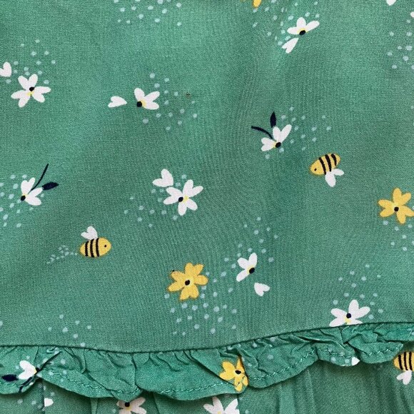 Carter's Toddler Sleeveless Dress 24M | Green Floral Bee Tiered Viscose VGUC - Picture 10 of 16